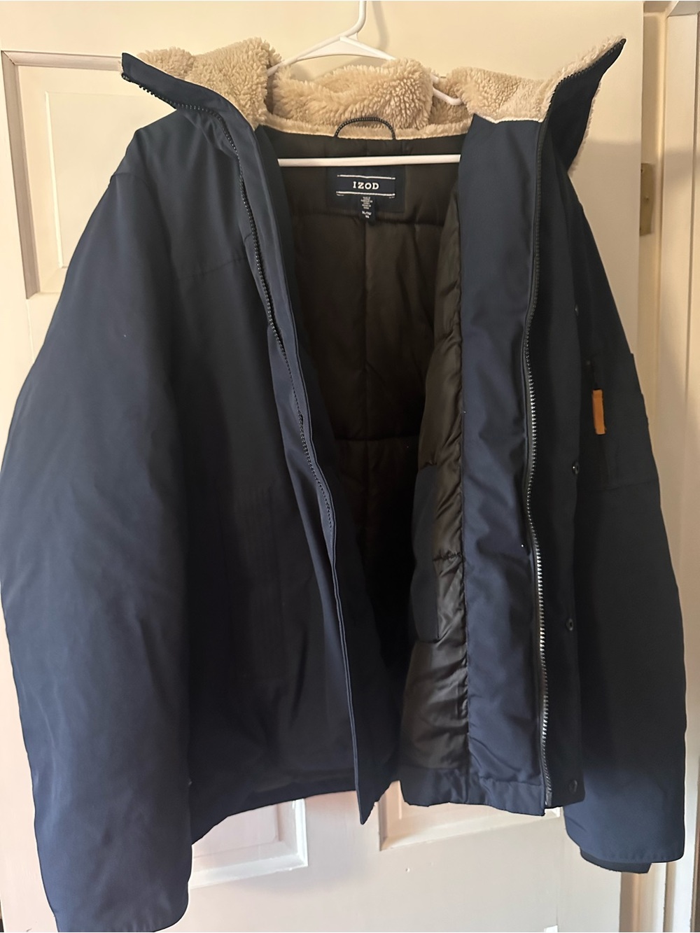 IZOD Men’s XL Navy Sherpa Hooded Winter Jacket
